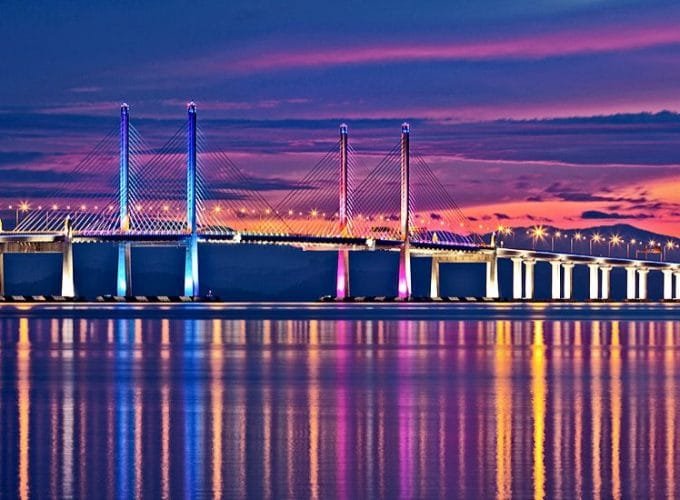 Beautiful Penang Bridge View in the Evening._Special of Malaysian Islands.