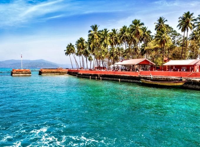 Incredible Andaman_Beautiful Ross Island beach bay at Andaman India.