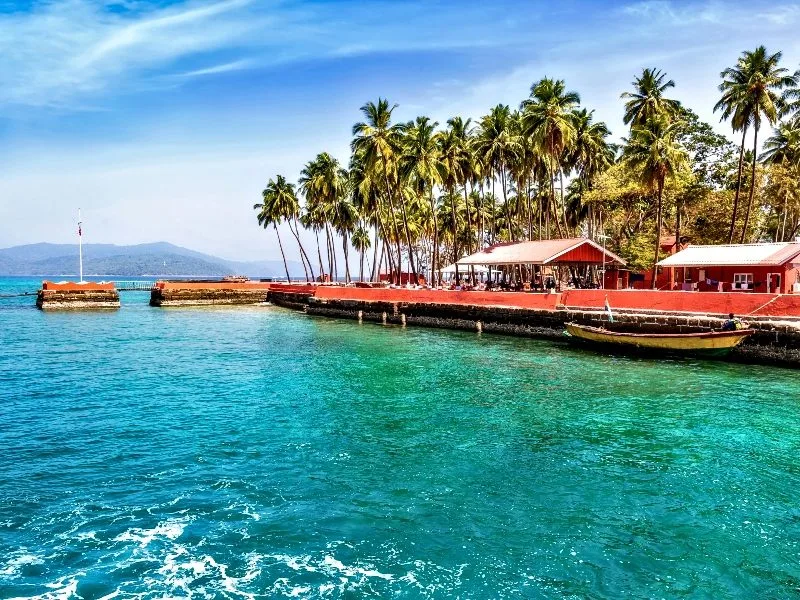 Incredible Andaman_Beautiful Ross Island beach bay at Andaman India.