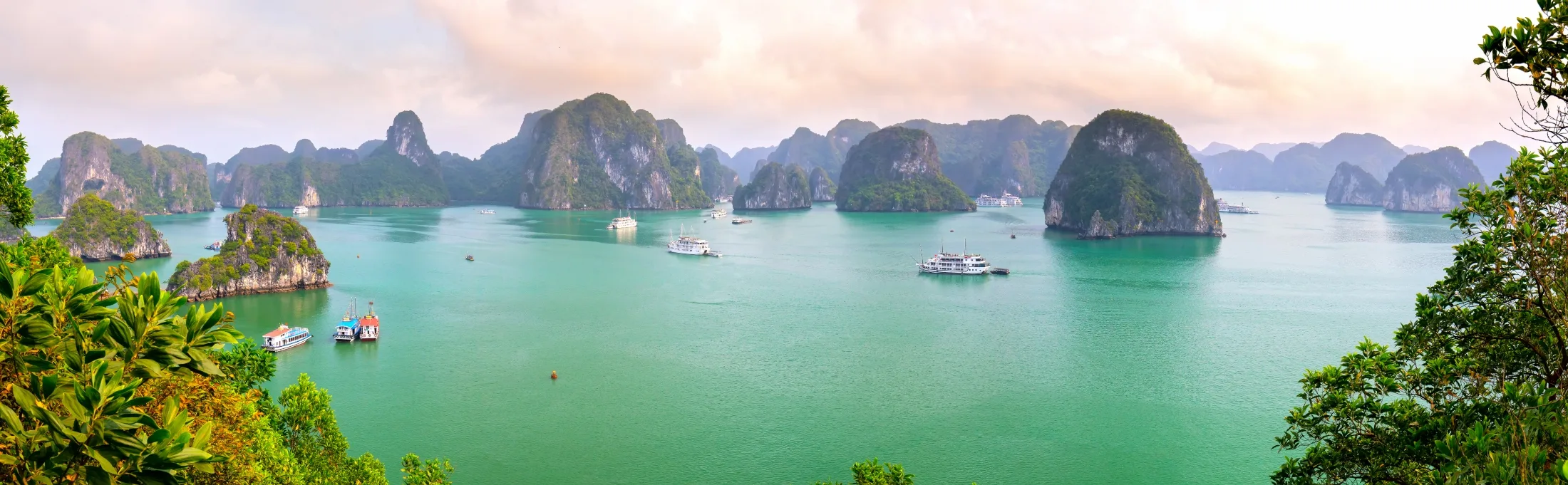 Beautiful landscape Halong Bay view from above the Ti Top Island. Halong Bay is the UNESCO World Heritage Site, it is a beautiful natural wonder in Northern Vietnam.
