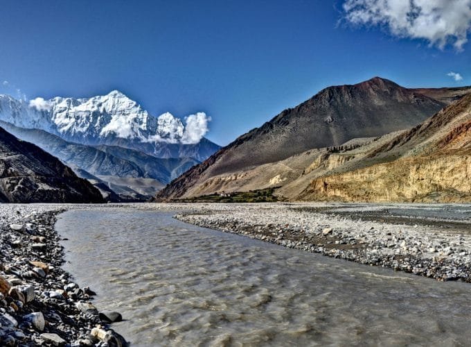 Kali Gandaki River North of Kagbeni and Background Annapurna During Upper Dolpo Trek._Upper Dolpo with Jomsom.