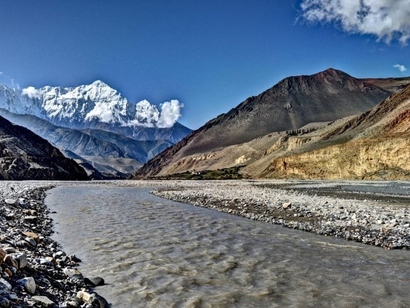 Kali Gandaki River North of Kagbeni and Background Annapurna During Upper Dolpo Trek._Upper Dolpo with Jomsom.