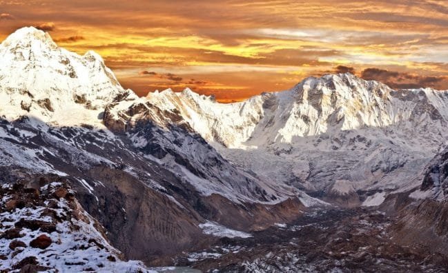Morning Panoramic view of Mount Annapurna South Base Camp, Annapurna Circuit Trekking Trail_Annapurna Sanctuary Trek