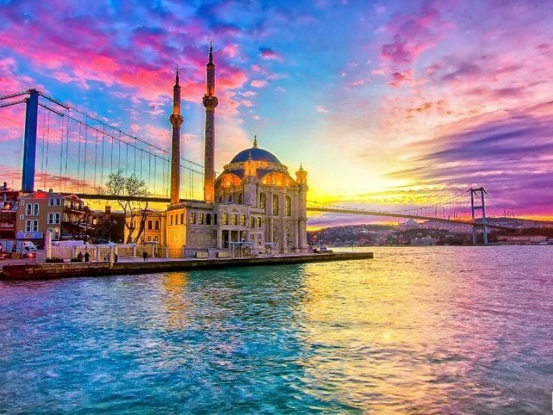 Getaway of Istanbul_Ortakoy Istanbul Landscape, Ortakoy Mosque and Bosphorus Bridge_Turkey