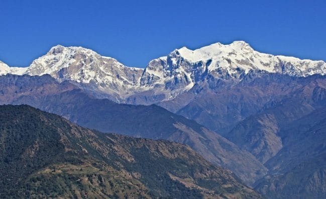 Snow Capped Manaslu Mansiri Himal, Manaslu, Ngadi Chuli and Himalchuli. View from Ghale Gaun_Eco Trail Homestay Lower Manaslu Trek