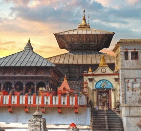 Votive Temples and Shrines in a row at Pashupatinath Temple, KAthmandu_Family Tour in Nepal